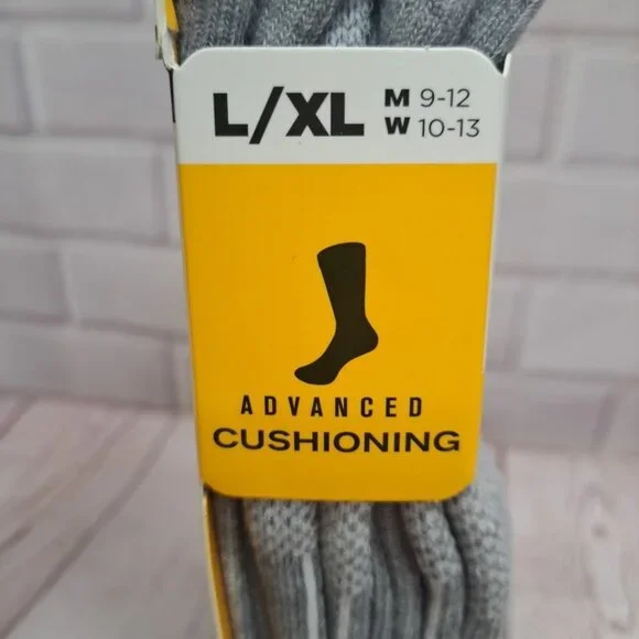 2 Pair Copper Fit Crew Length Work Socks Size L/XL (M 9-12 W 10-13) Grey Socks - Picture 6 of 8